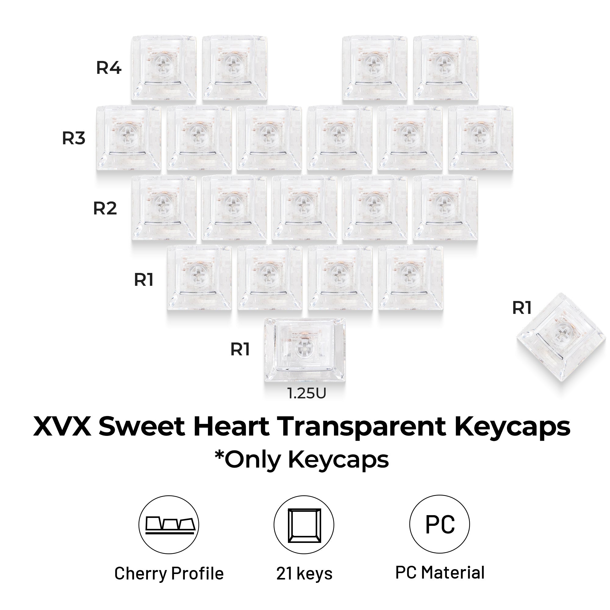 XVX Fizz 21-Key Heart Layout Cherry Profile Keycap Set